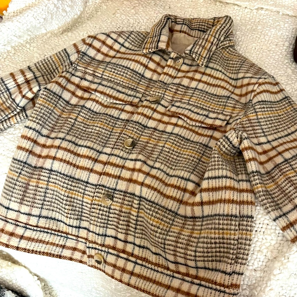 JOIE COLLARED PLAID JACKET multicolor brown, size medium